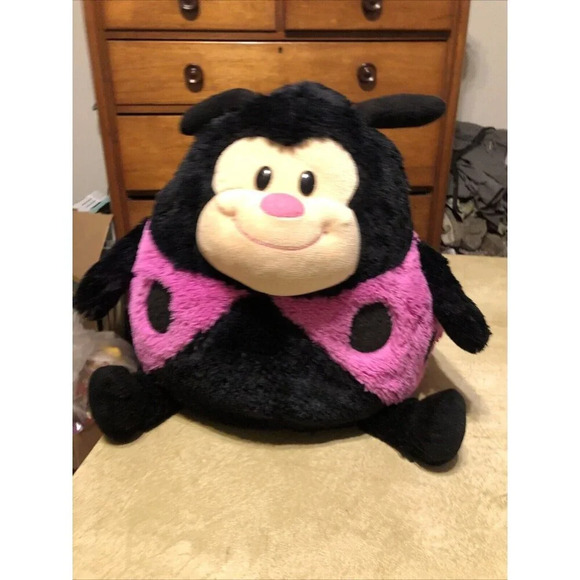 Vintage Mushable Pot Bellies Pink Black Ladybug Plush Stuffed Animal 14” Tall - Picture 3 of 8